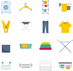 tumble dryer icons set flat isolated vector