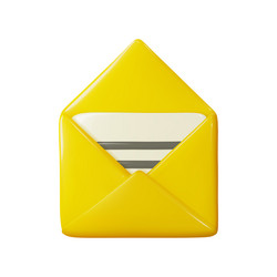 3d open mail envelope with message letter vector