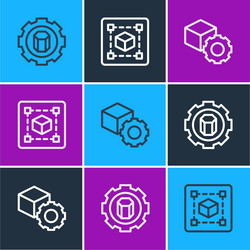 set line 3d printer setting isometric cube vector image
