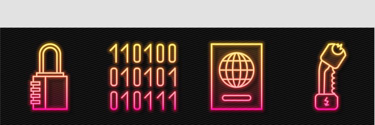 set line passport safe combination lock binary vector image