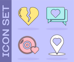 set map pointer with heart broken vector image