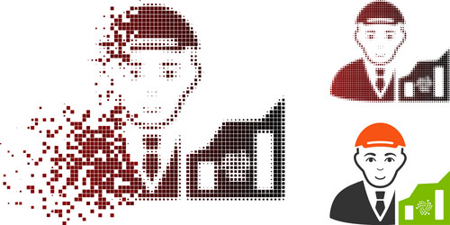 damaged pixel halftone iota trader icon vector image