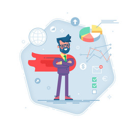 man in a business suit and red cape superhero vector