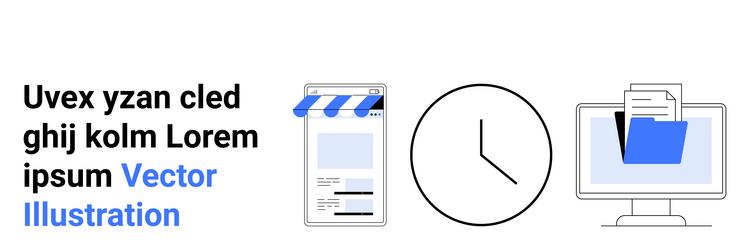 mobile app interface clock and file transfer vector image