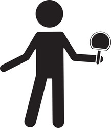 Silhouette character ping-pong player with racket vector