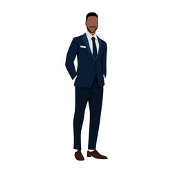 black business man standing in dark suit vector