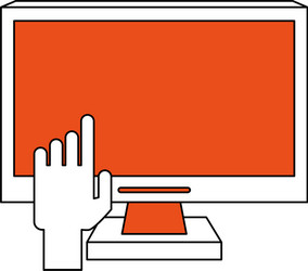 computer monitor with hand cursor icon image vector image