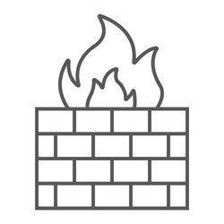 Firewall thin line icon fire and security wall vector