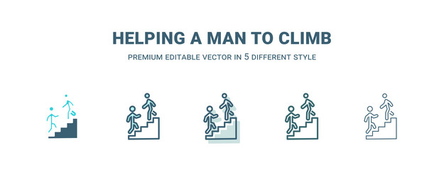 helping a man to climb icon in 5 different style vector image