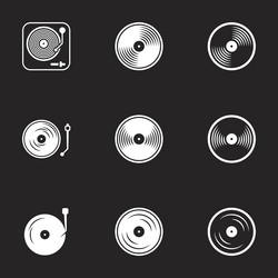 Icons for theme vinyl black background vector