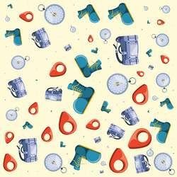 pattern compass and camping objects vector image