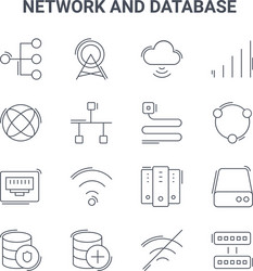 set 16 network and database concept line icons vector image
