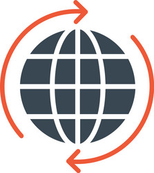 circle arrows around globe world planet icon vector