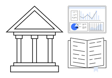classic pillar structure with data analytics vector image