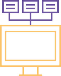 computer with flow chart line style icon vector image