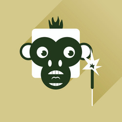 flat web icon with long shadow monkey vector