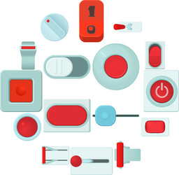 on off switch web buttons icons set cartoon style vector image