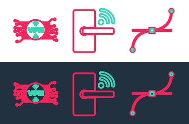 Set line bezier curve vpn with microchip circuit vector