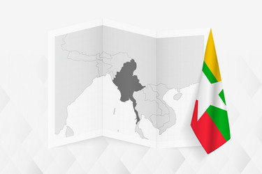a grayscale map of myanmar with hanging vector image