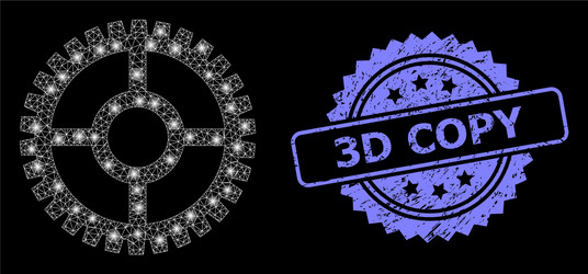 rubber 3d copy stamp and bright web net clock cog vector image