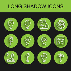 set line city map navigation push pin location vector image