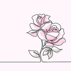 Single Pink Rose Flower Drawing Vector Image