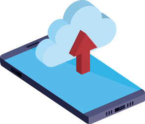 smartphone with cloud computing and arrow upload vector image
