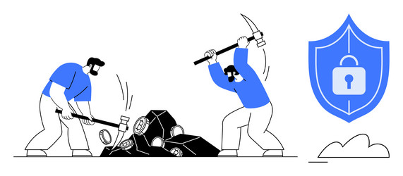 two workers mining resources with tools next vector image