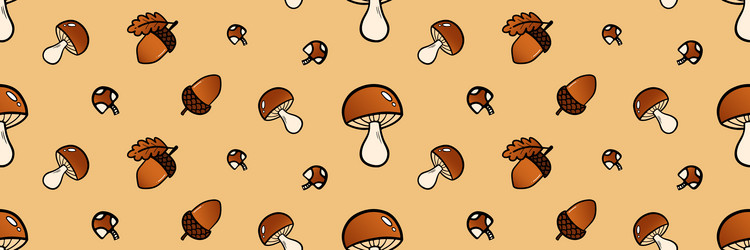 autumn fall horizontal pattern with mushrooms vector image