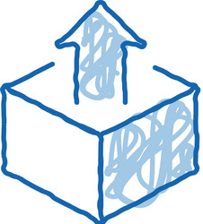 box container with arrow agile element doodle icon vector image