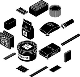 building materials icons set simple style vector image