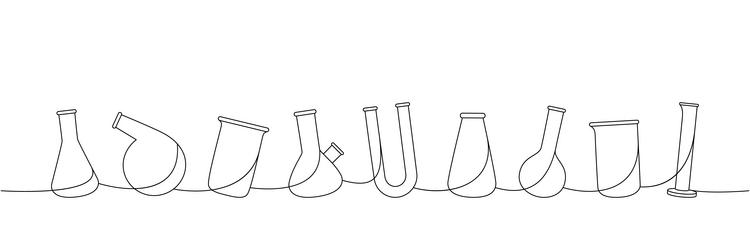 lab glassware one line continuous drawing conical vector image