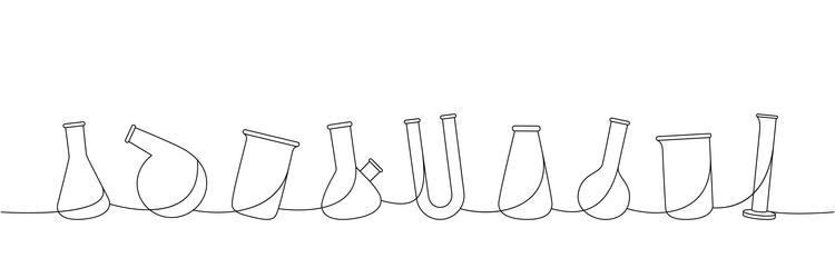 Lab glassware one line continuous drawing conical vector