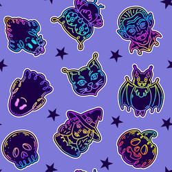 seamless pattern with characters in doodle style vector image