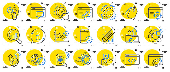 seo line icons website stats target and increase vector