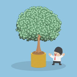 Tree growth from money coin vector