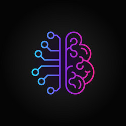 AI Brain Outline Icon - Futuristic Neural Network vector image