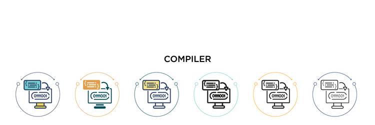 compiler icon in filled thin line outline vector image