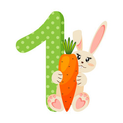 Number 1 one for kids learn to count with bunny vector