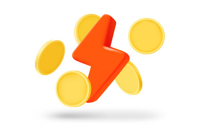 red bolt with golden coins successful business vector