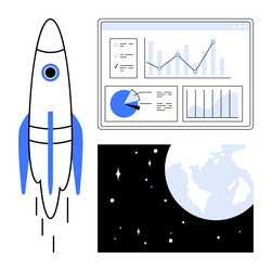 rocket launch data analytics dashboard and outer vector image