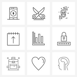 Set 9 simple line icons for web and print vector