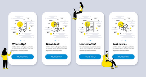 set line icons such as loyalty program report vector image