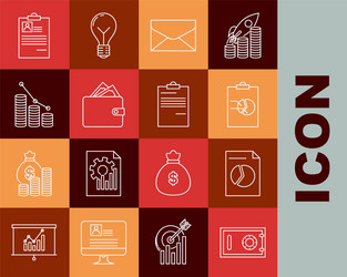 set line safe document with graph chart vector image