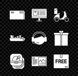 set envelope computer monitor with app delivery vector image