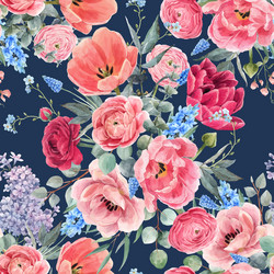 Watercolor Floral Seamless Pattern Vector Image