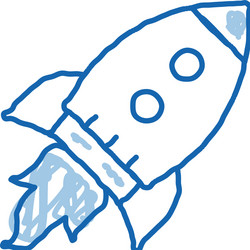 flying rocket spaceship agile element doodle icon vector image