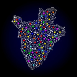 mesh wire frame map of burundi with colorful light vector image