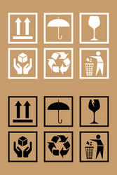 Set fragile package icons handle with delivery vector