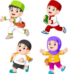 Children are playing with their different toys Vector Image